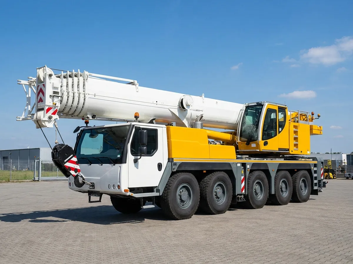 SANY mobile crane lifting a load at a building construction project in Indonesia