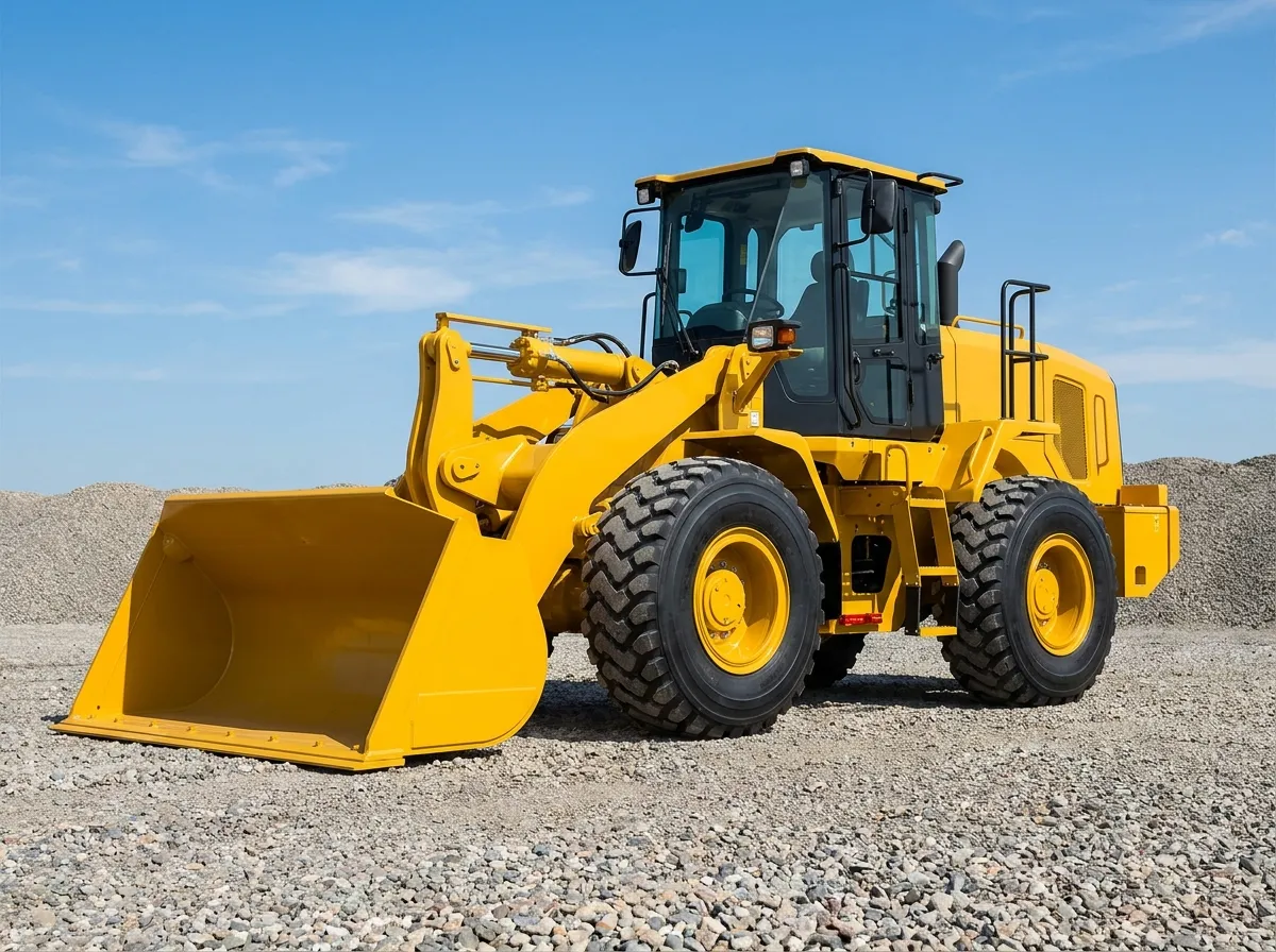 XCMG wheel loader loading material at a stockpile in an Indonesian mine site